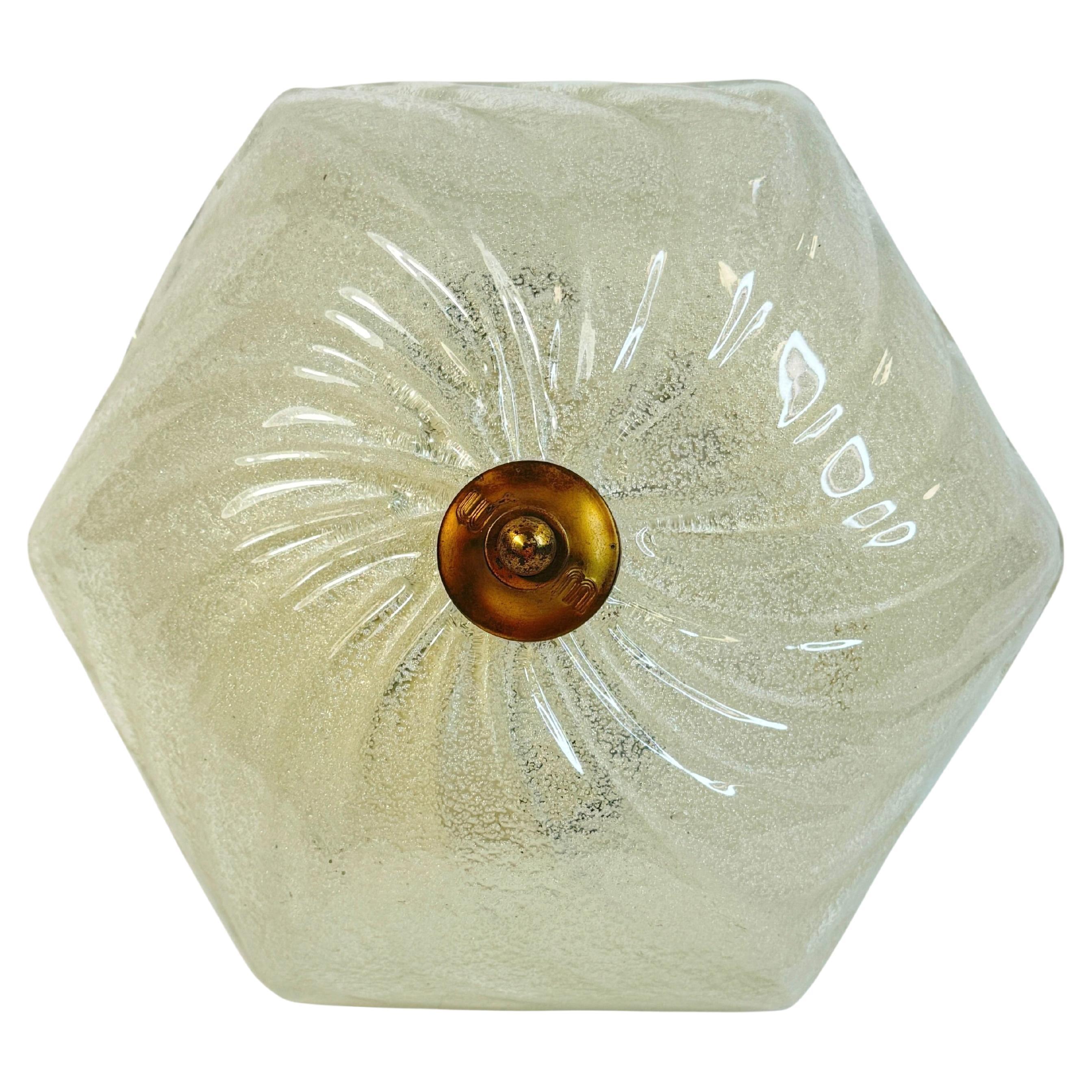 Starburst Pattern Swirl Glass Flush Mount Ceiling Light Honsel, Germany, 1970s