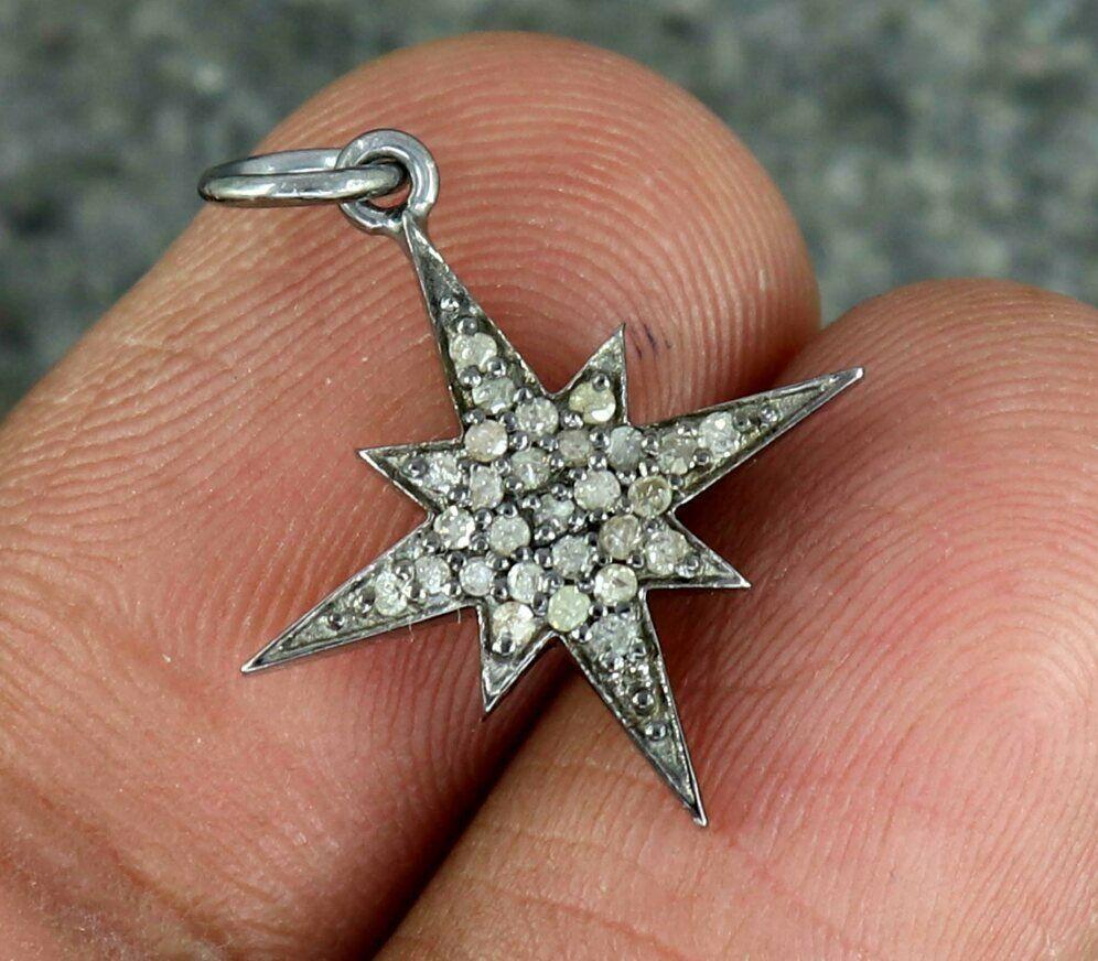 Ciondolo a stella con pavé di diamanti in argento 925 Gioielli di ringraziamento fatti a mano 5
