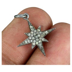 Starburst-Anhänger Pave-Diamant 925 Silber-Silber-Diamant-Danke, Handgefertigter Schmuck