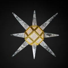 Starburst Rock Crystal 24-Karat Gold-Plated Bronze Wall-Light Sculpture