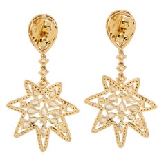 Starburst Rosecut Dangle Earrings Made In 18k Yellow Gold