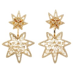 Starburst Rosecut Dangle Earrings Made In 18k Yellow Gold