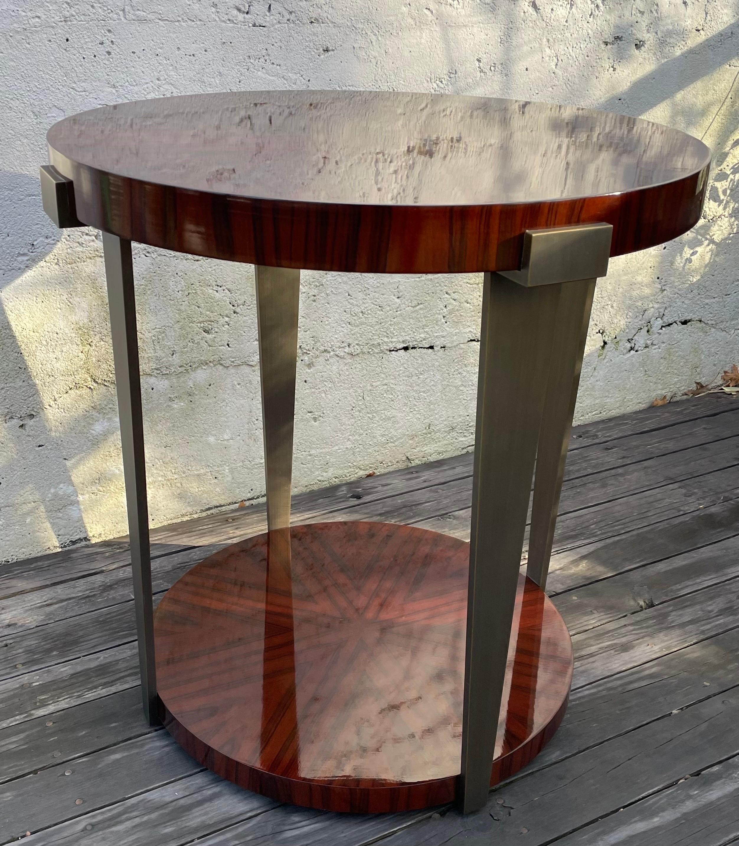 American Gueridon Table Starburst Santos Engineered Rosewood Bronze Legs by Decca