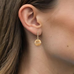 Starburst Shell 14K (or 18k upon request) Yellow Gold Drop Earrings