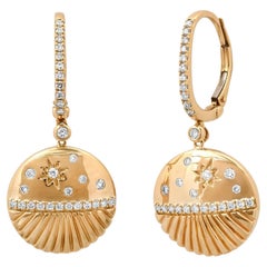 Starburst Shell 14K (or 18k upon request) Yellow Gold Drop Earrings