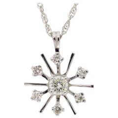 Starburst Snowflake Diamond Pendant Necklace