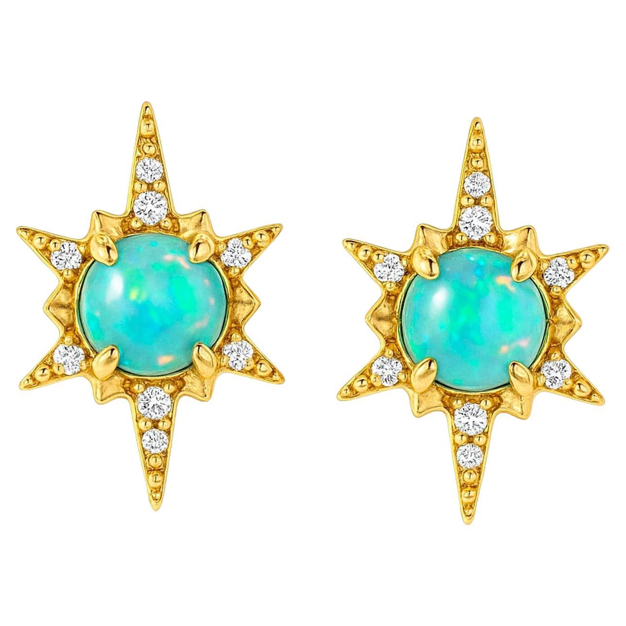 Orecchini a perno Starburst in oro 14 carati in vendita