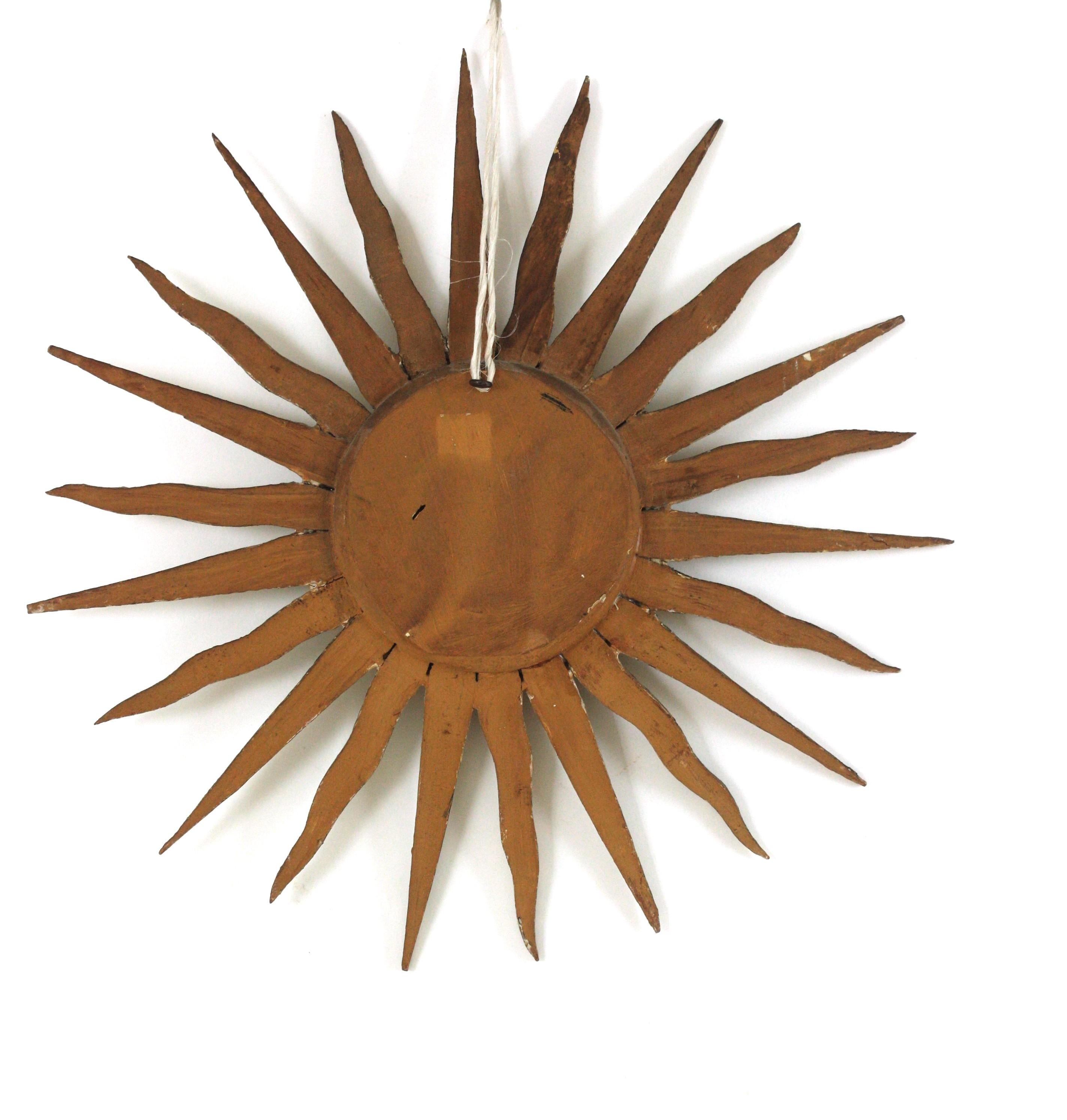 Starburst Sunburst Mirror in Giltwood, Spain 1940s For Sale 5