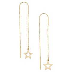 Starburst Threader Earrings in 14k Gold, 14k Yellow Gold Threader Star Earrings