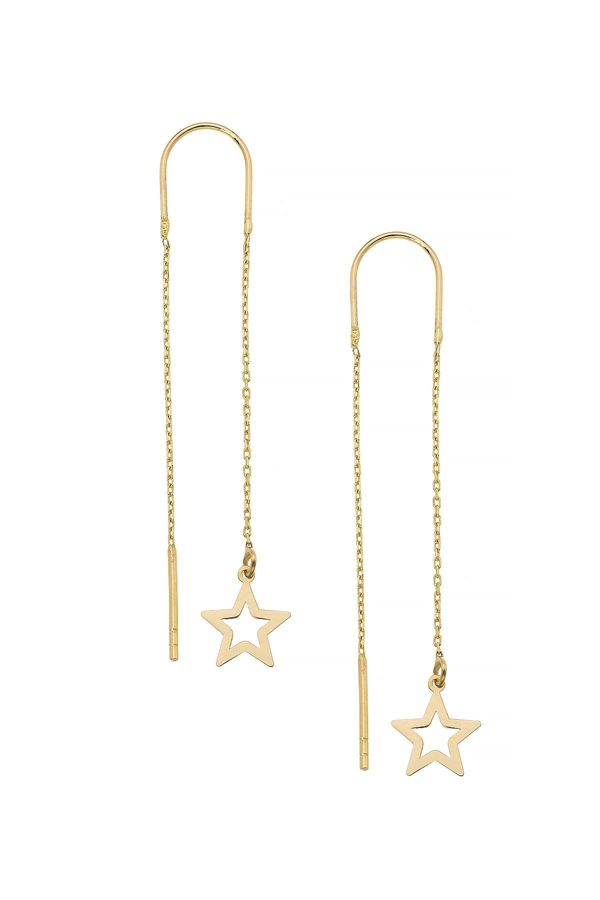 Starburst Threader Earrings in 14k gold.  For Sale 4