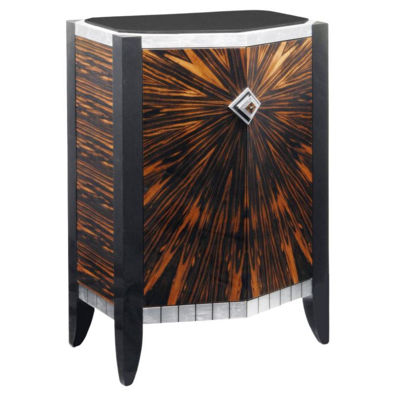 Starbust Ebony Macassar Chevron Accent Cabinet New York Version by Lee Weitzman For Sale