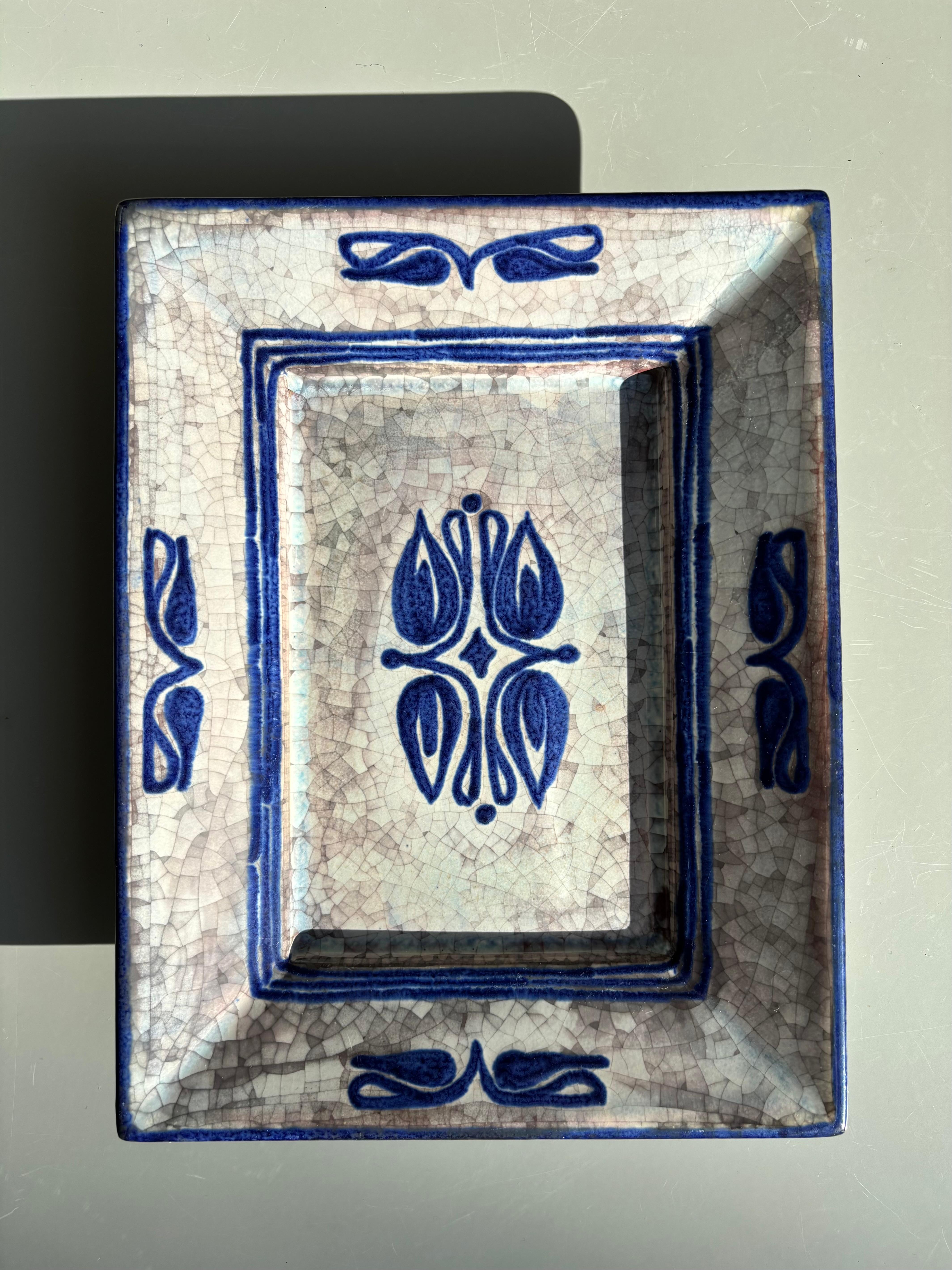 Starck Andersen Persia Crackle Glazed Rectangular Dish, 1960s In Good Condition For Sale In Copenhagen, DK