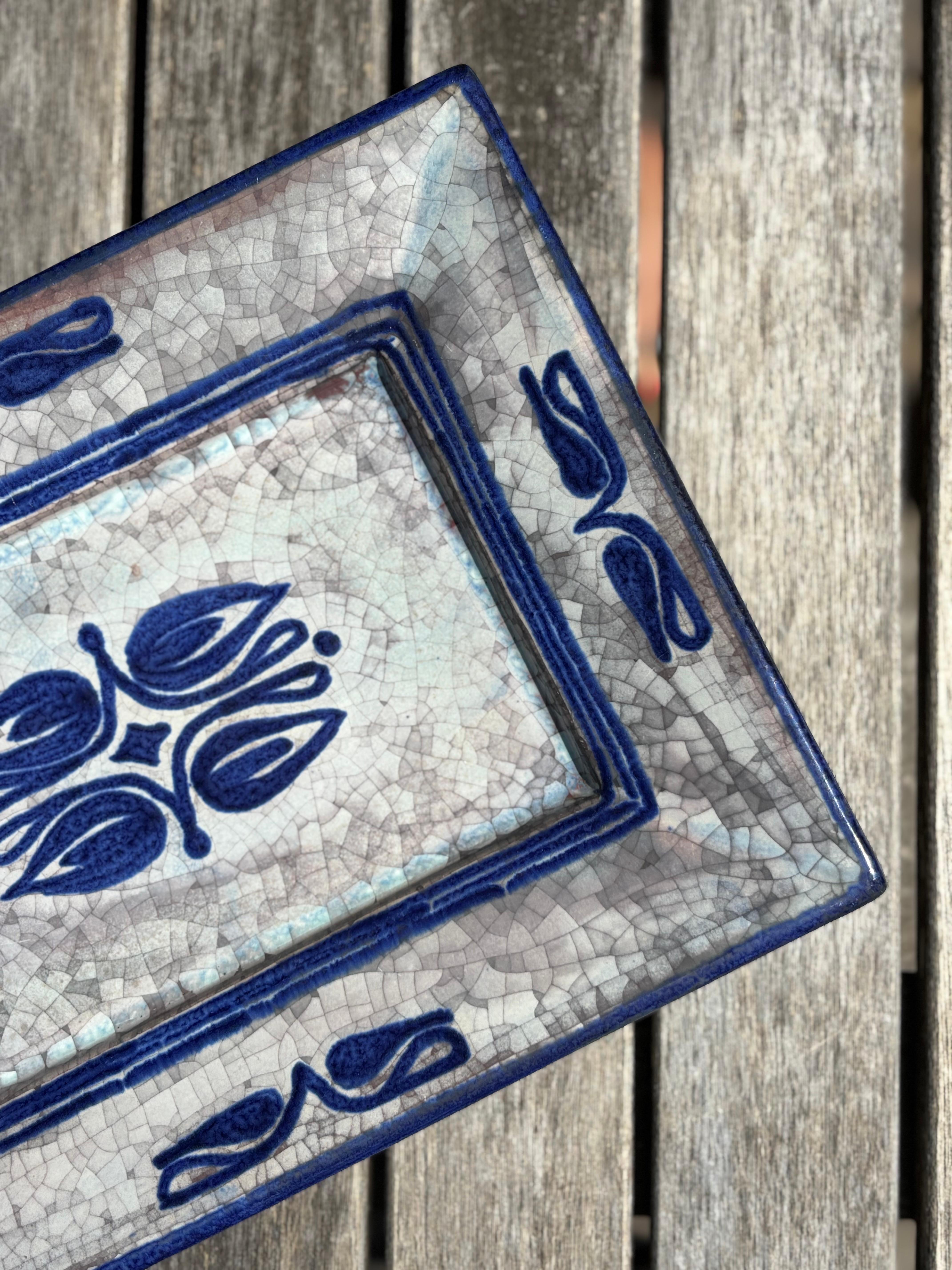 Ceramic Starck Andersen Persia Crackle Glazed Rectangular Dish, 1960s For Sale