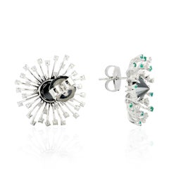 Emerald Diamond 18 Karat Gold Stardust Stud Earrings