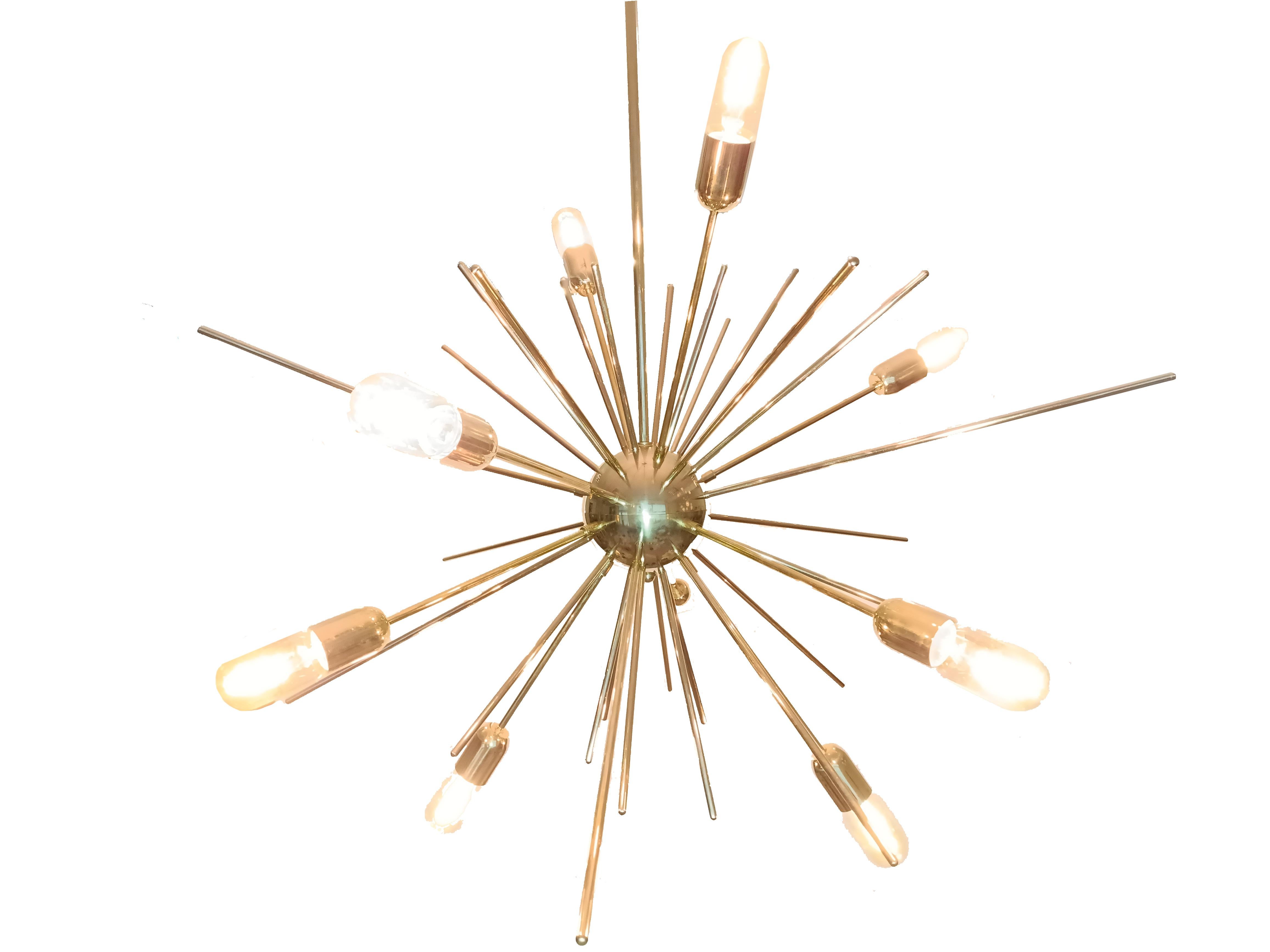 Stardust - large Sputnik chandelier, solid brass, 90cm (35 inch), available now  In New Condition For Sale In REDA, 22