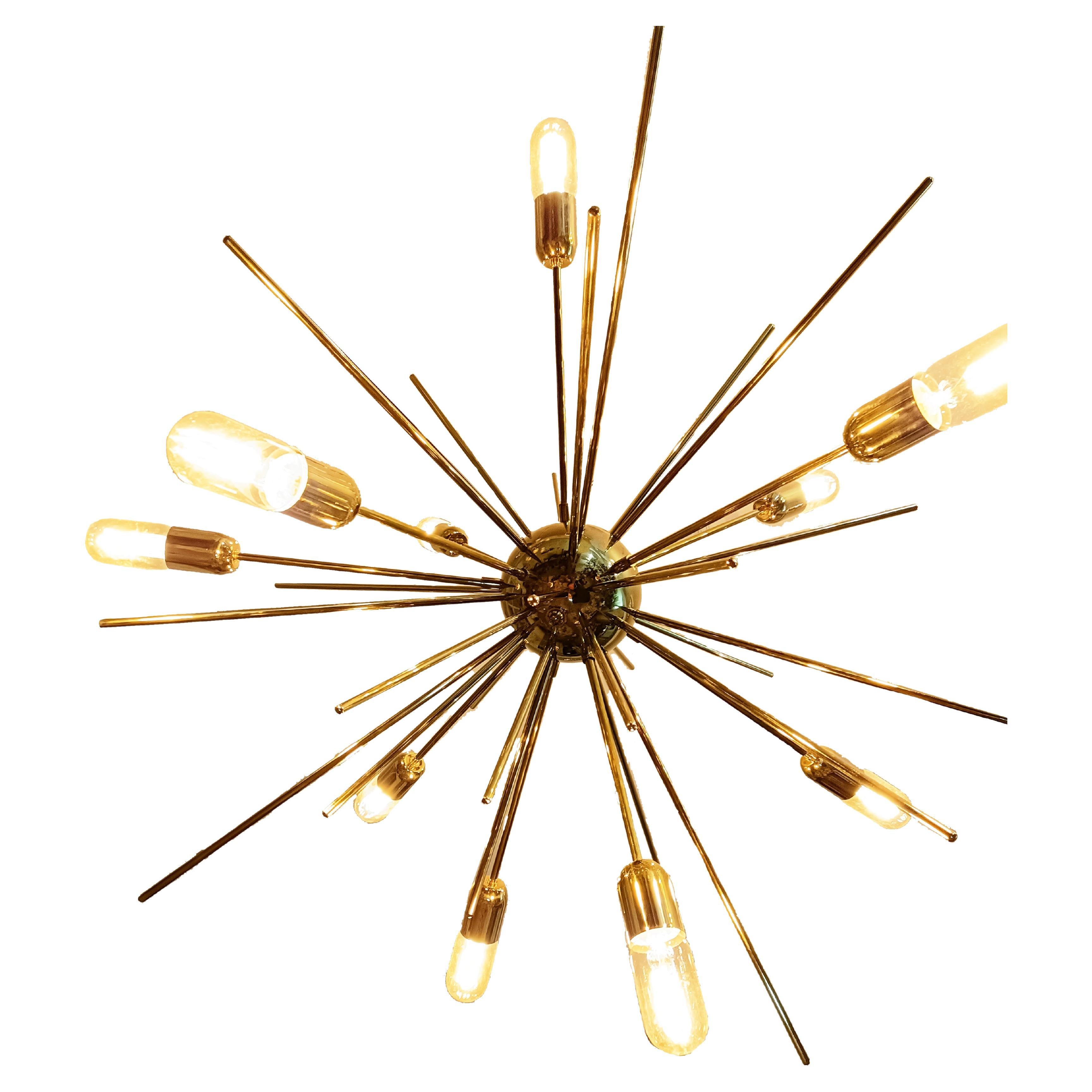 Stardust - large Sputnik chandelier, solid brass, 90cm (35 inch), available now  For Sale