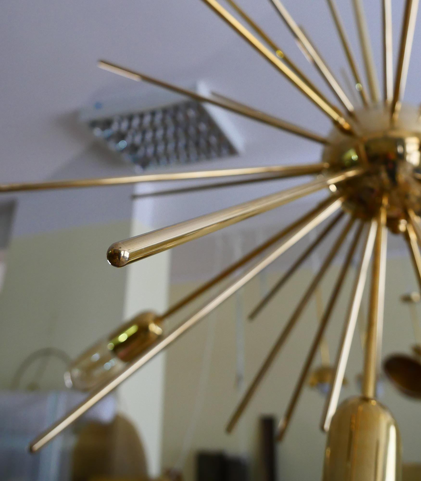 European Stardust - large Sputnik chandelier, solid brass, 90cm (35 inch), available now  For Sale