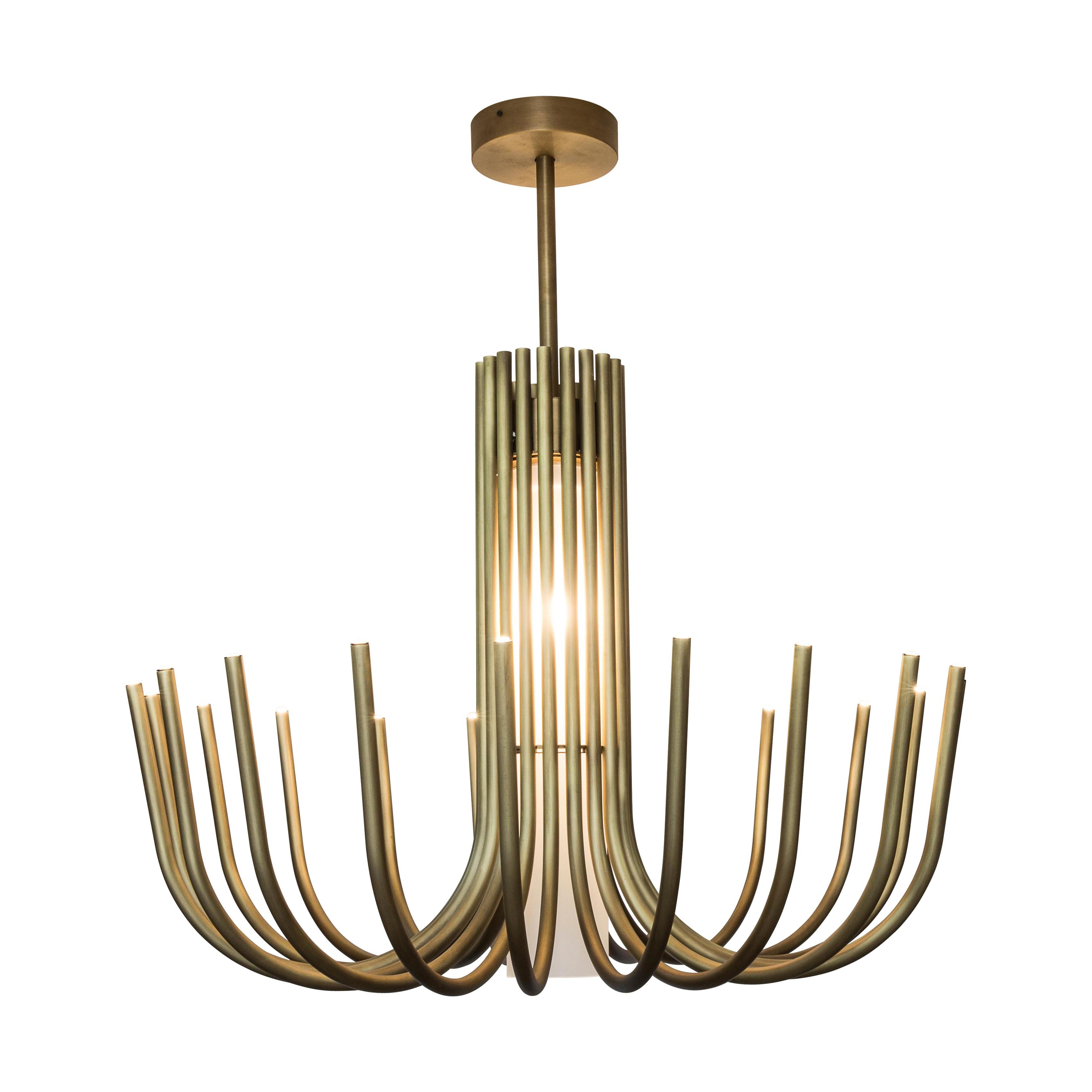 Stardust Large Suspension Light in Matt Light Satin Brass For Sale