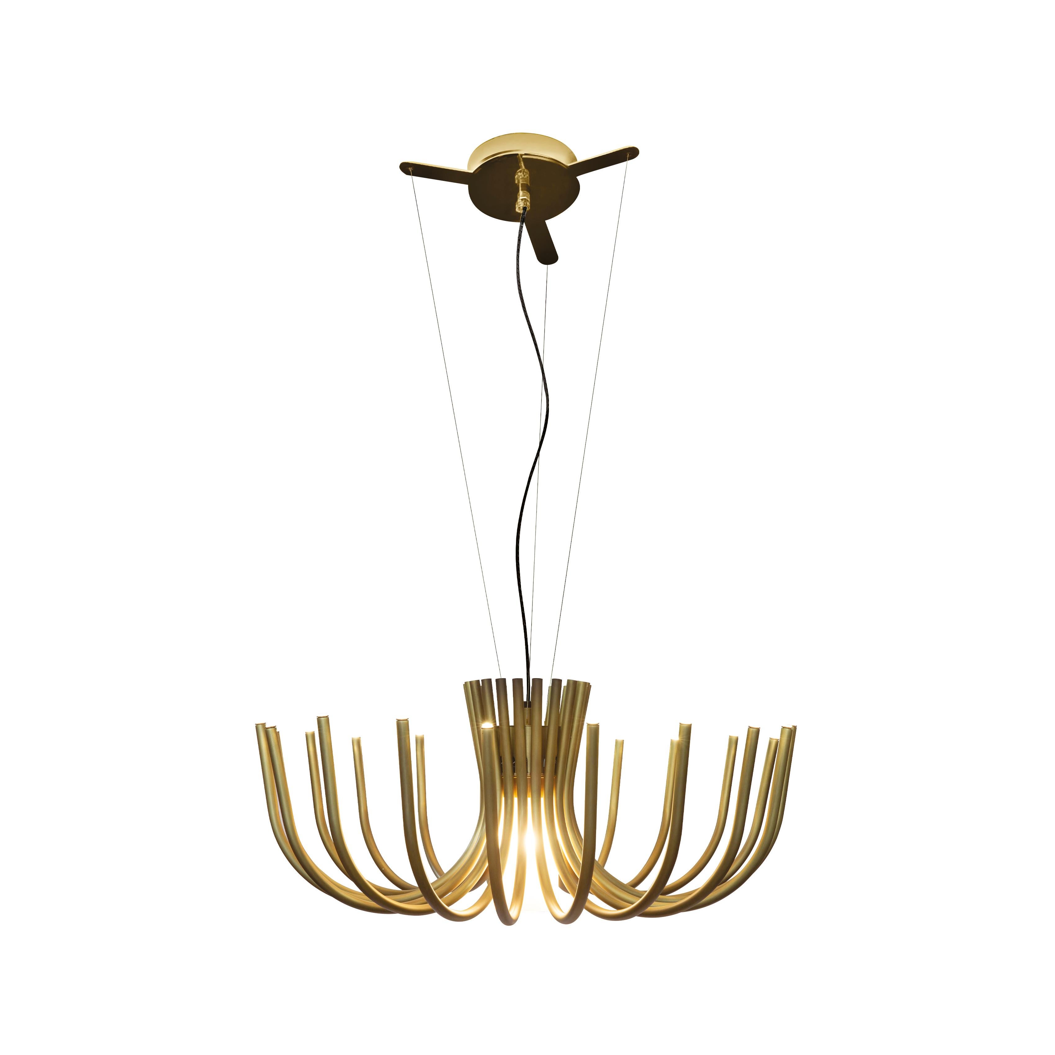 Stardust Small Suspension Light in Matt Light Satin Brass