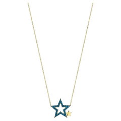 Starfall Necklace Pendant in 14k Gold, Gold Star Charm Necklace