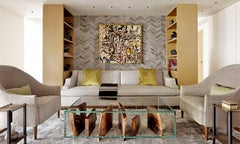 Modern Starfire Open Glass Box with Black Walnut Slab Pieces