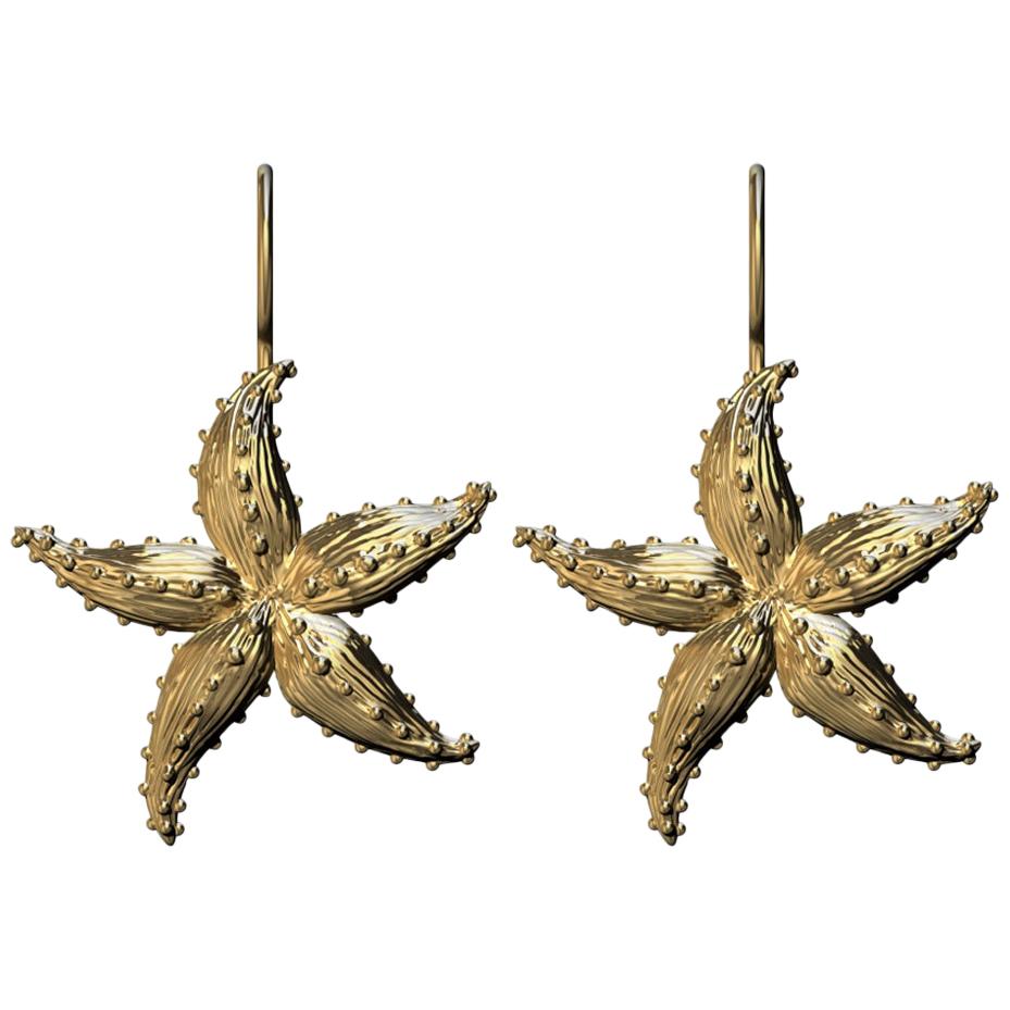 Étoile de mer en or jaune 10 carats  Boucles d'oreilles en vente
