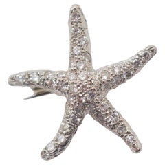 Starfish Brooch or Pendant in 18k White Gold and Diamonds