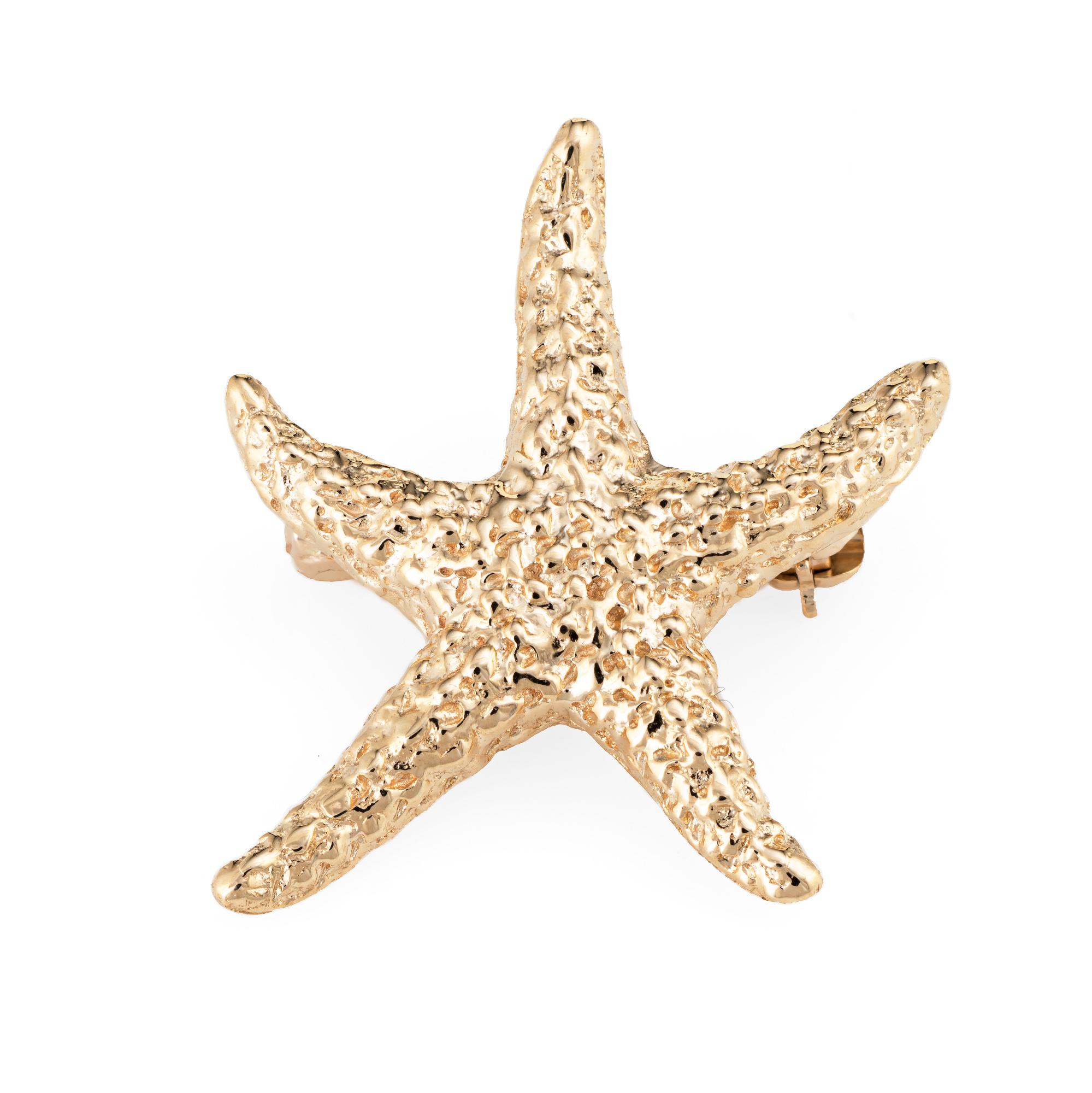 Starfish Brooch Pin Vintage 14 Karat Gold Textured Estate Fine Marine Jewelry In Excellent Condition In Torrance, CA