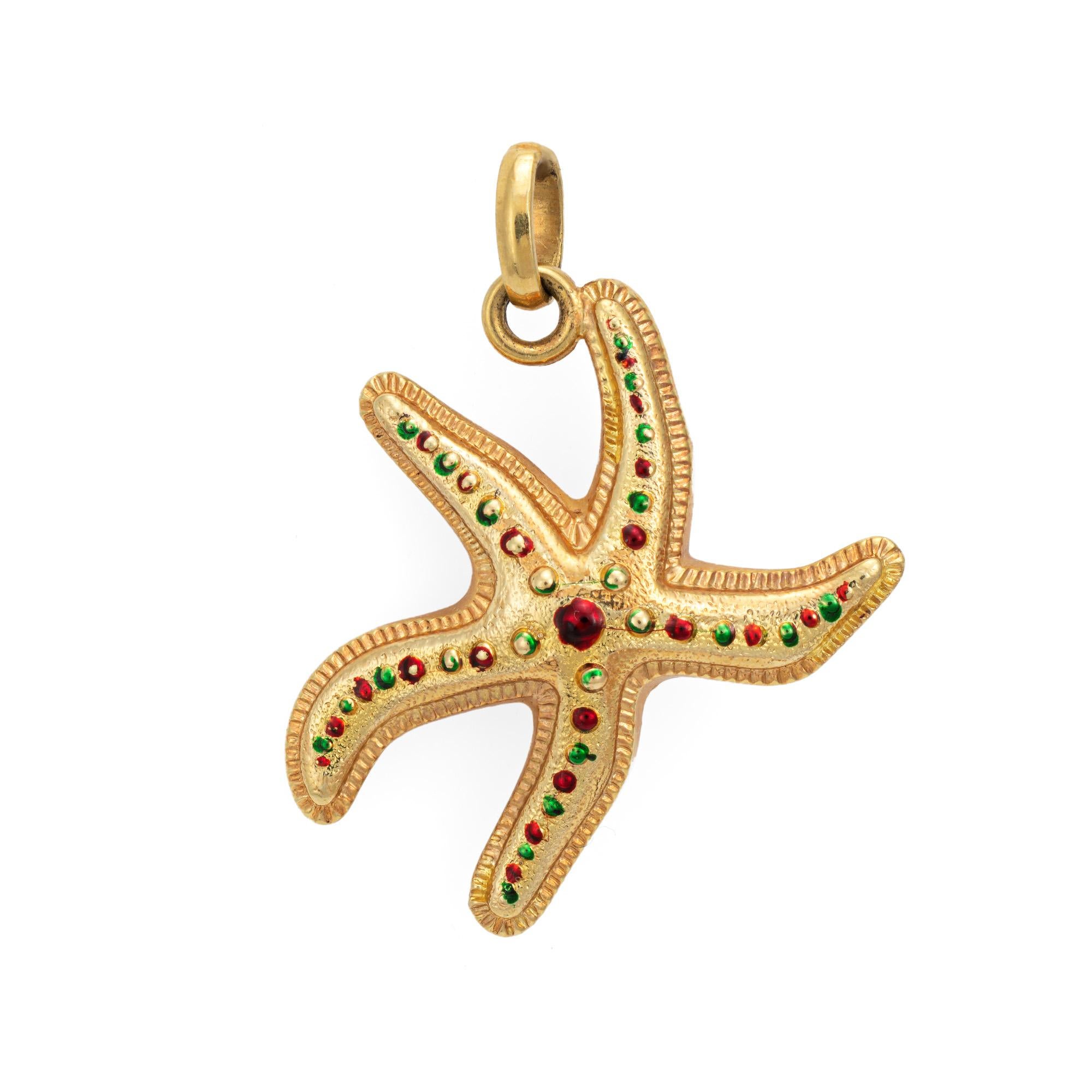 Modern Starfish Charm Vintage 14k Yellow Gold Pendant Fine Ocean Jewelry For Sale
