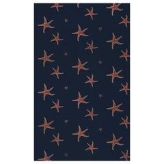 'Starfish' Contemporary, Traditional Wallpaper in Navy/Sienna