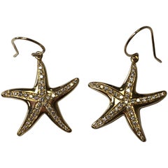Starfish Diamond Dangle Earrings in 18 Karat Yellow Gold
