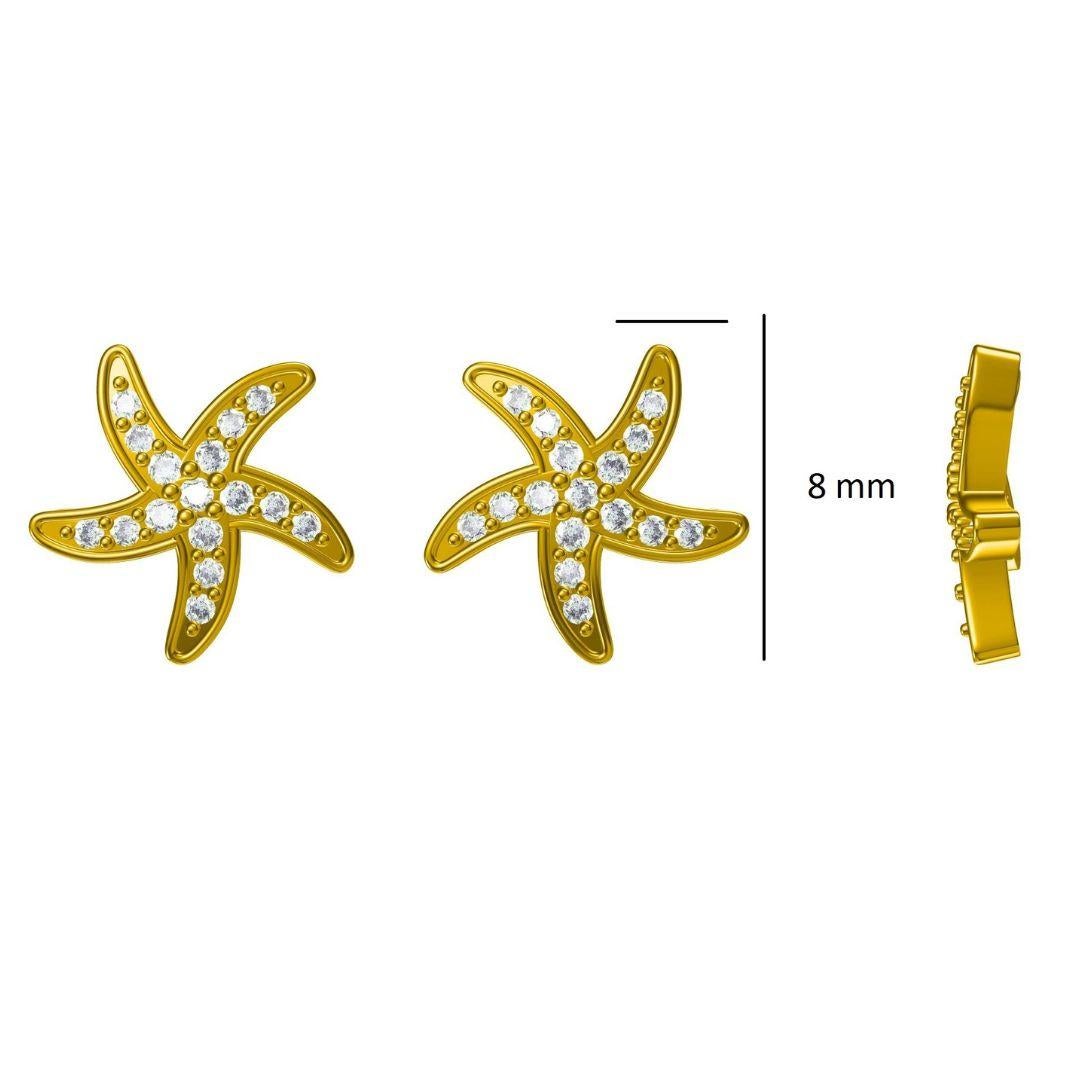 Boucles d'oreilles étoile de mer en or massif 18 carats pour filles (enfants) en vente 1