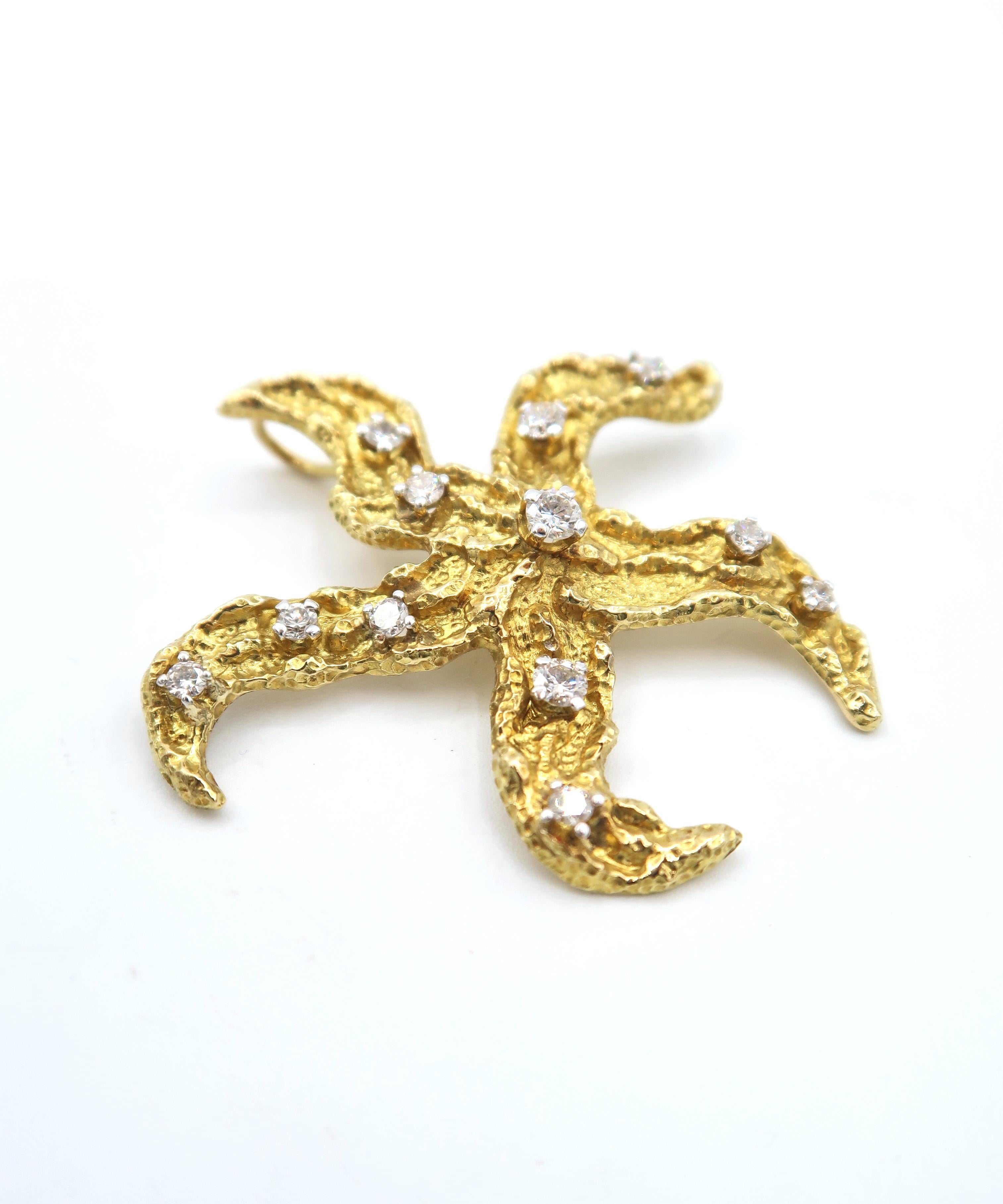 Starfish Diamond Brooch and Pendant in 18K Yellow Gold

Please note that this brooch/pendant does not come with a chain.

Diamond : 0.71ct.
Gold : 18K Gold 11.20g.