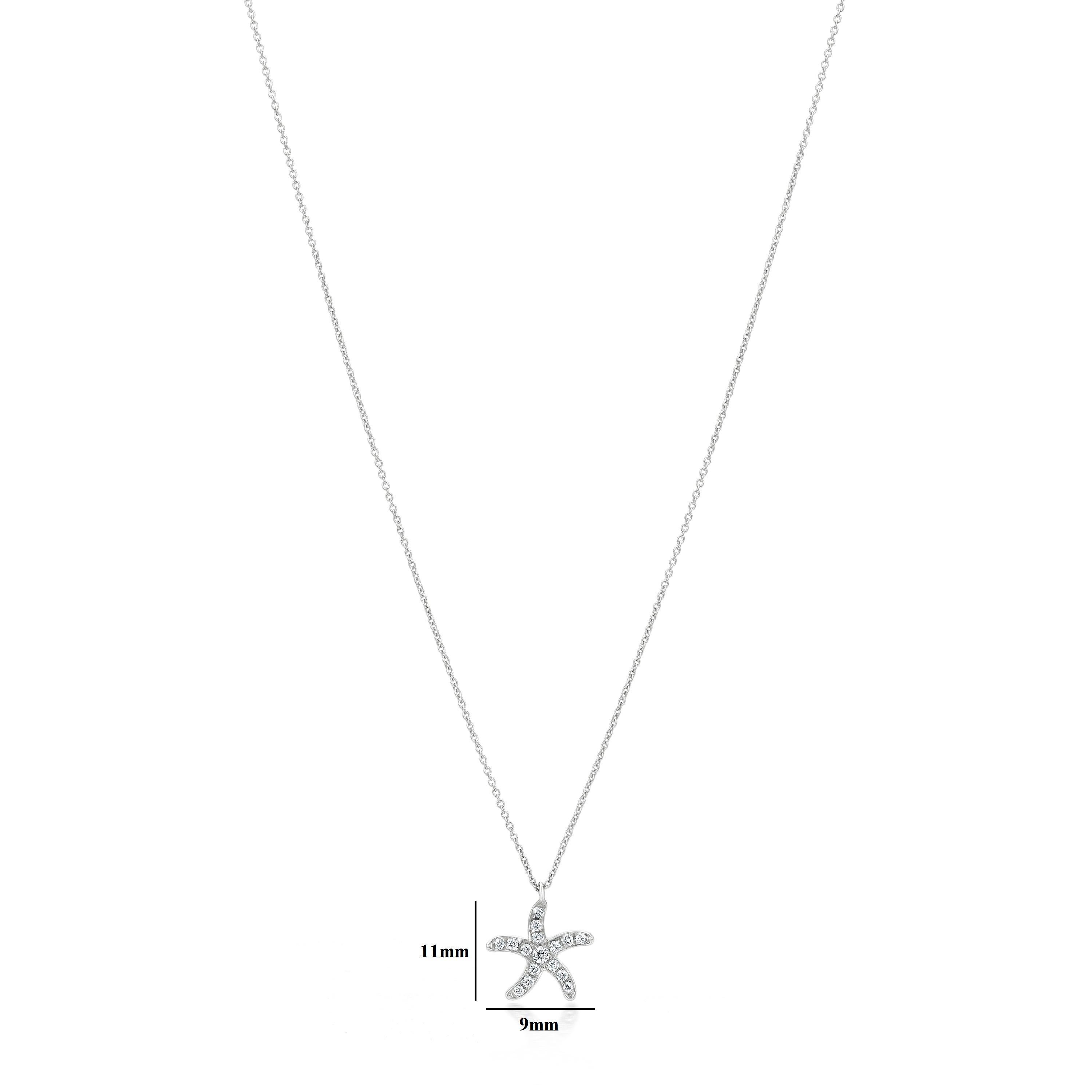 Contemporary Luxle Starfish Diamond Pendant Necklace in 18K White Gold