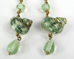 Starfish Earrings Shell Glass Beaded  New, Never Worn 4" Long