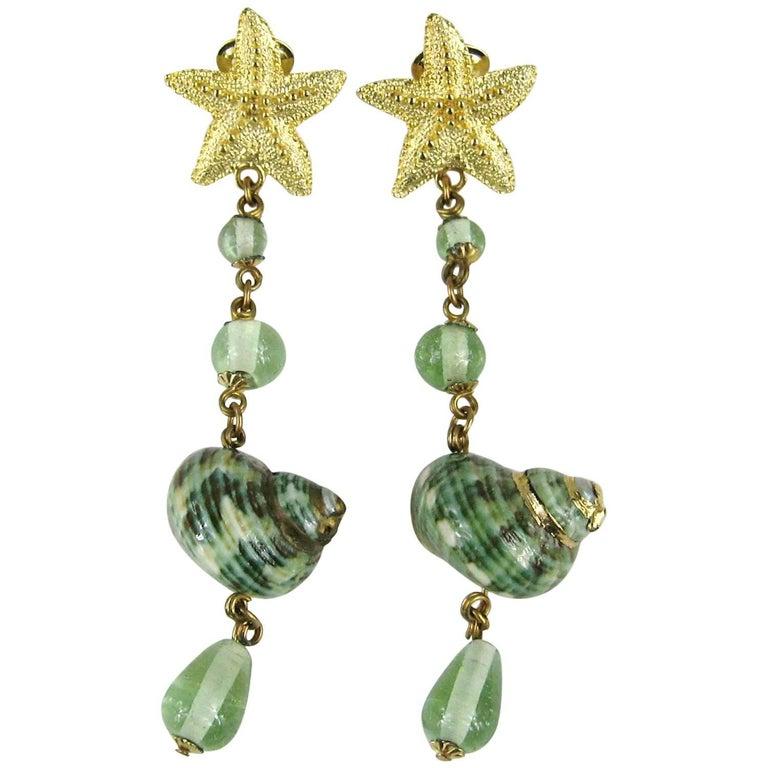 Women's Starfish Earrings Shell Glass Beaded  New, Never Worn 4
