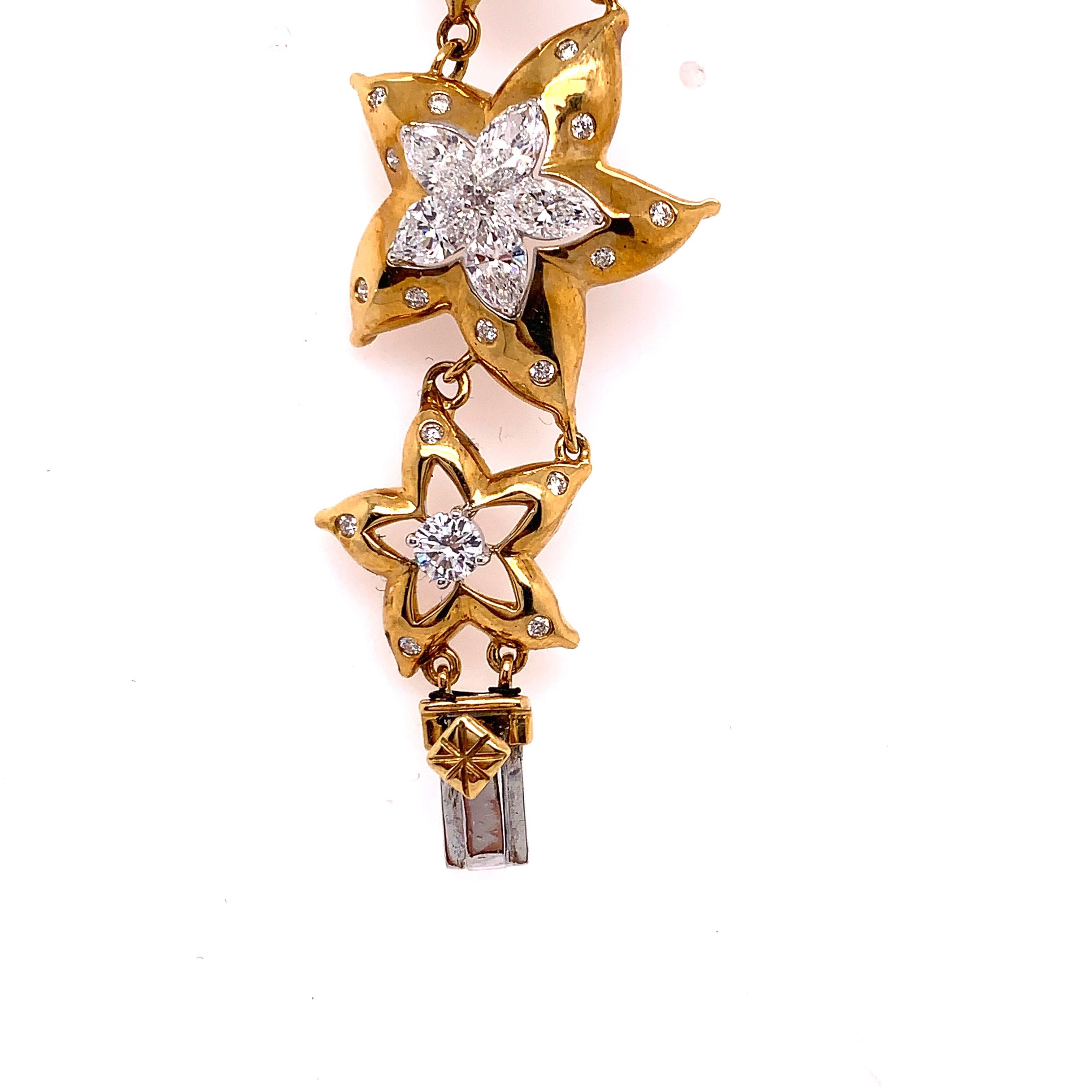 Women's Starfish Motif Diamond and Gold Bracelet For Sale