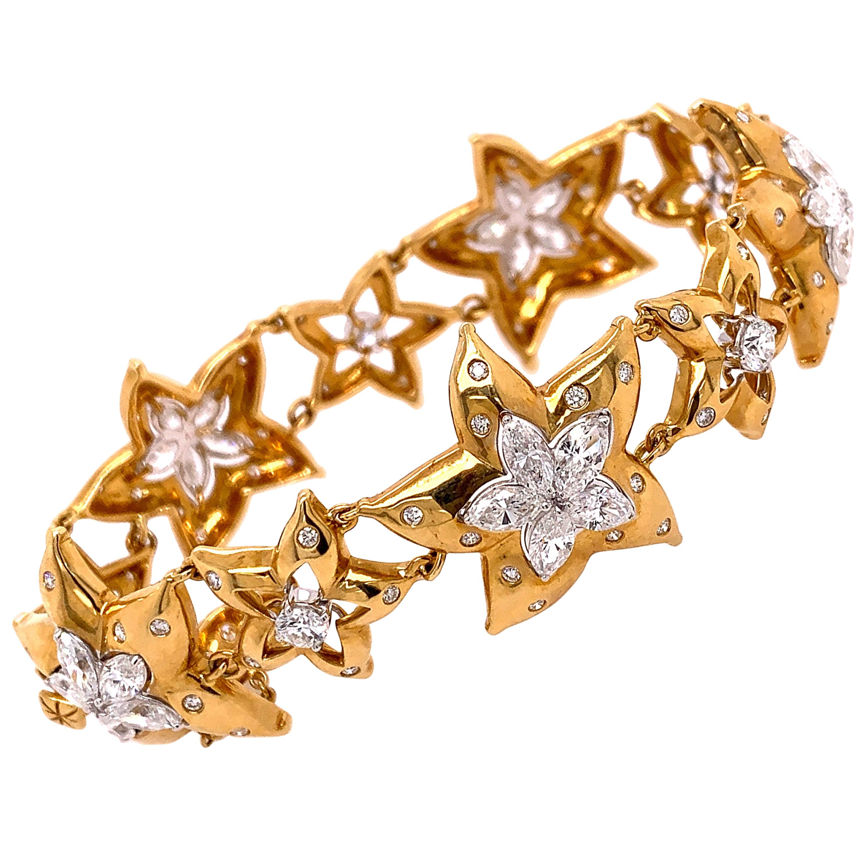 Starfish Motif Diamond and Gold Bracelet For Sale