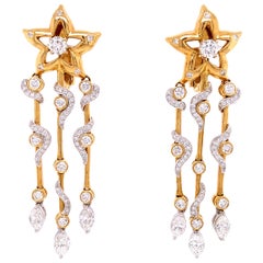 Starfish Motif Diamond and Gold Earrings