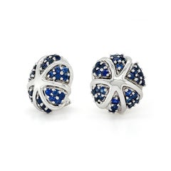18K White Gold Blue Sapphire Starfish on the Rocks Clip-on Earrings