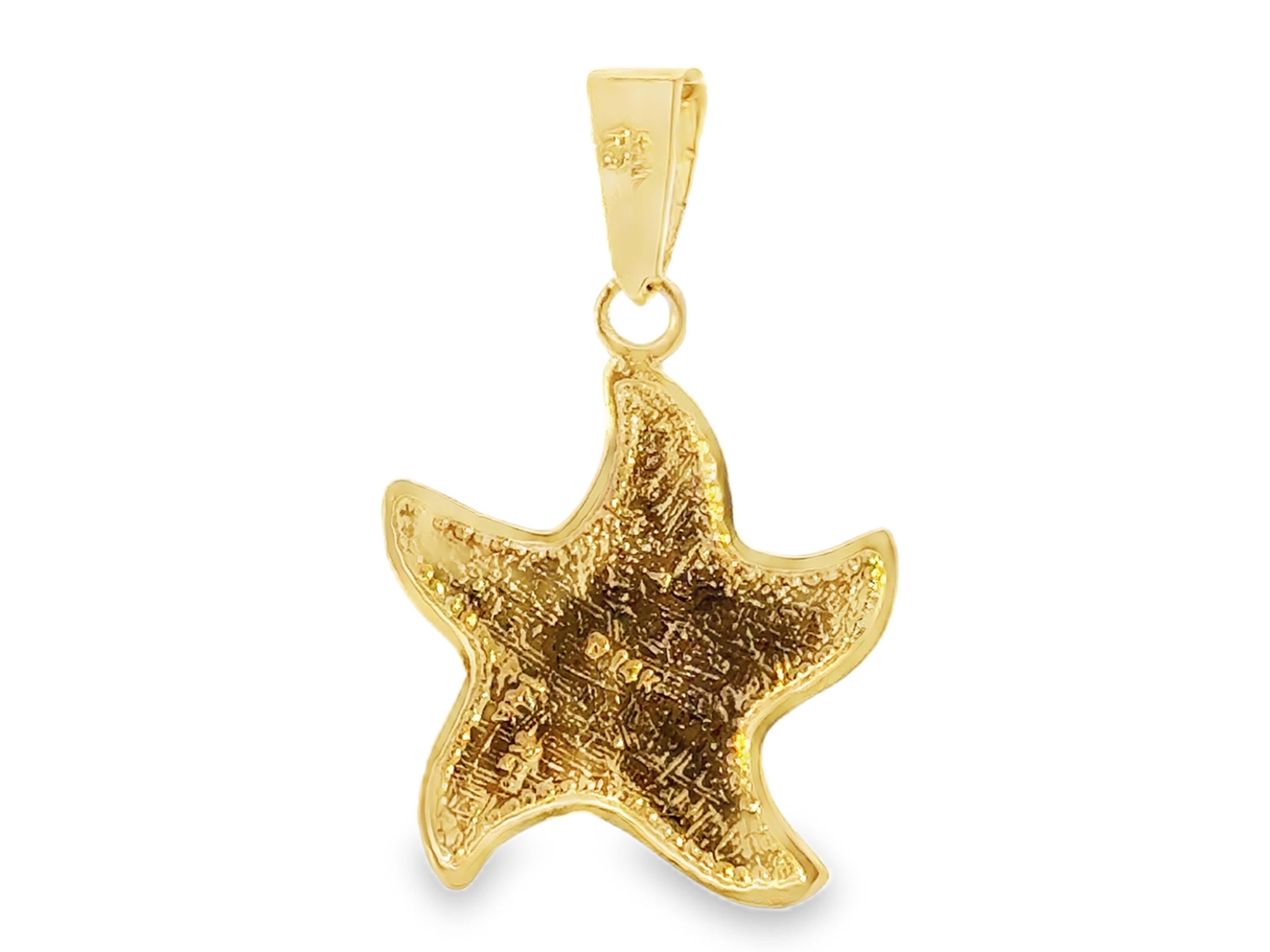 Pendentif incrusté d'opales étoile de mer en or jaune 14 carats en vente 2