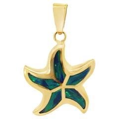 Starfish Opal Inlay Pendant 14k Yellow Gold