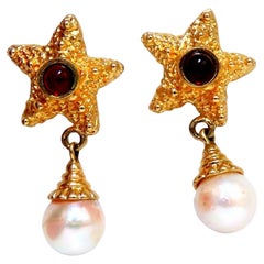 Starfish Pearl Statement Earrings 14 Karat*