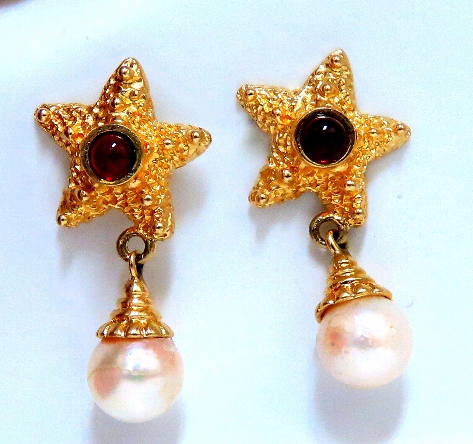 Uncut Starfish Pearl Statement Earrings 14 Karat For Sale