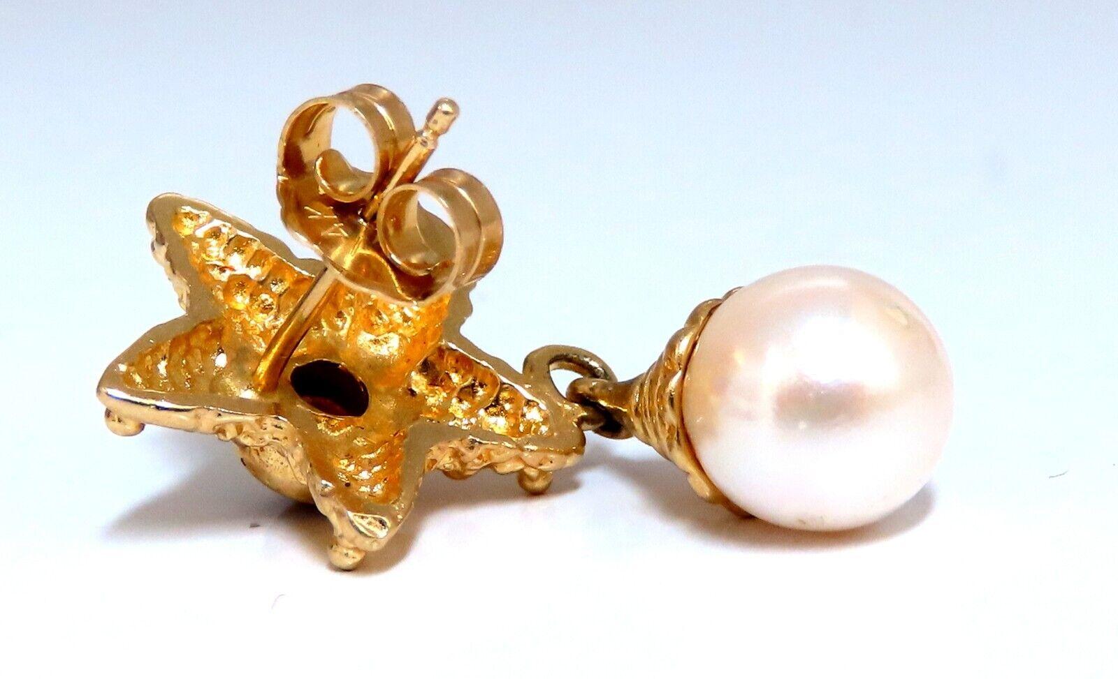 Starfish Pearl Statement Earrings 14 Karat In New Condition For Sale In New York, NY