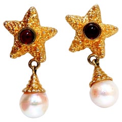 Boucles d'oreilles étoile de mer en perles 14kt