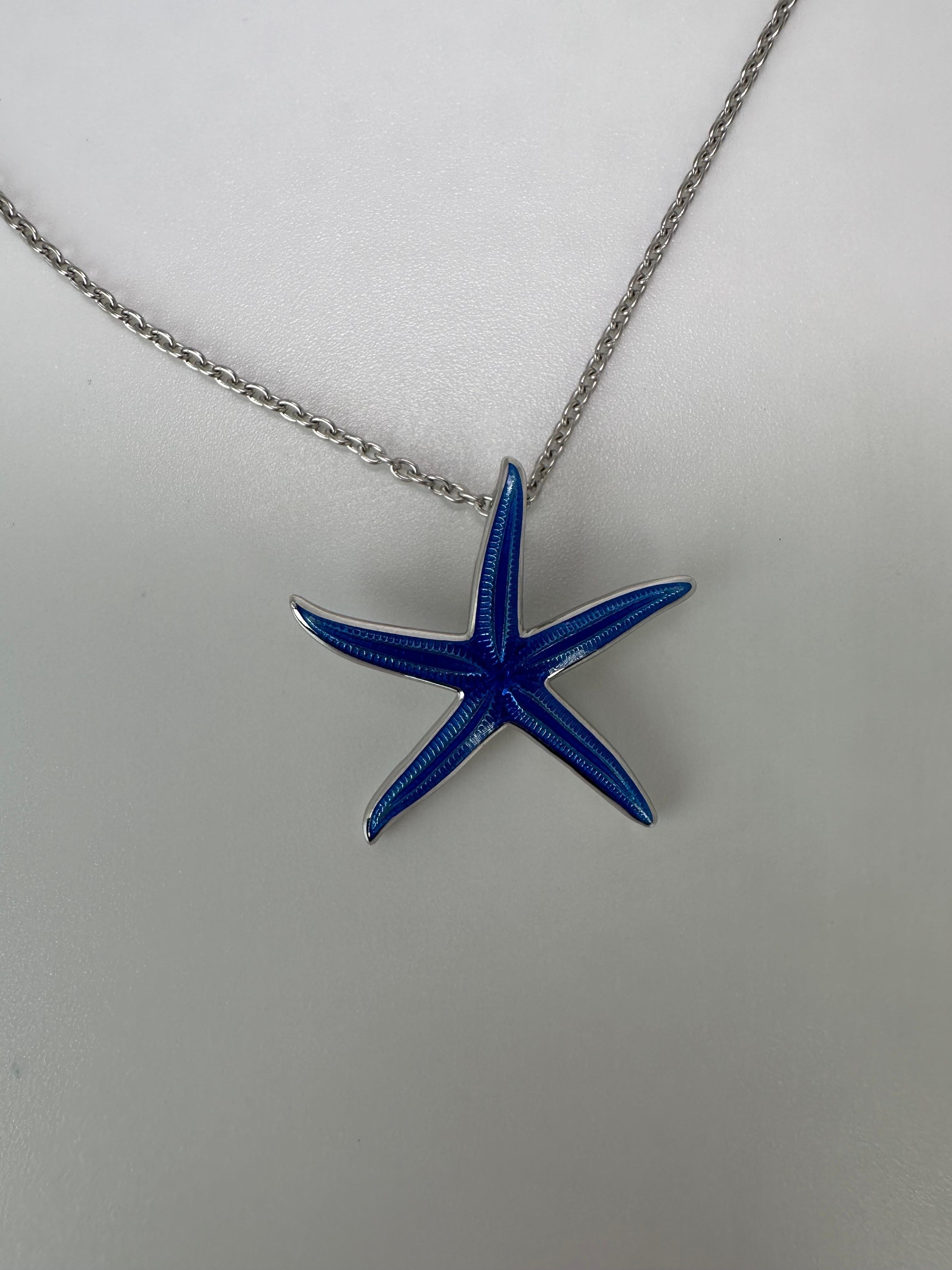 Starfish pendant necklace SS 925 modern sea pendant In New Condition For Sale In Jupiter, FL