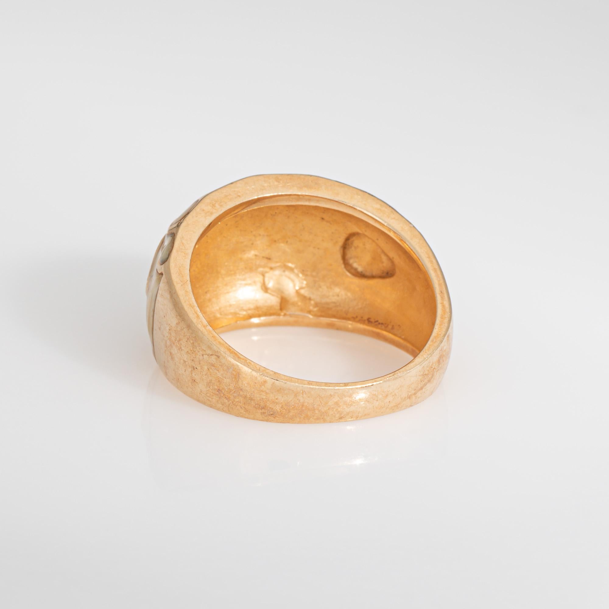 Women's Starfish Shell Ring 14k Yellow Gold Enamel Band Sz 6 Fine Estate Ocean Jewelry For Sale