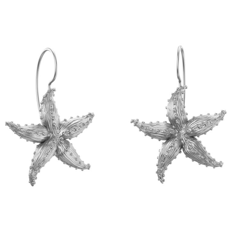 Starfish Sterling Silver Earrings For Sale