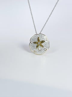 Starfish White Vitreous Enamel & Diamond Pendant 18kt Gold Sea Theme Pendant